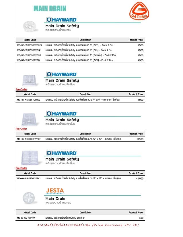 ท่อดูดก้นสระ (Main Drain)